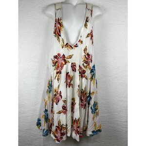 Free People Floral Mini Dress White Tropical Crochet Strappy Open Back Boho S-M